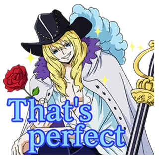 😁 696699c9 That's perfect อนิเมะ, ตัวละคร, สีบลอนด์, ดอกกุหลาบ, หมวก, สมบูรณ์แบบ telegram sticker
