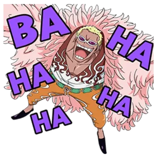 🤣 6c64078c Donquixote Doflamingo One Piece BA HA HA HA อนิเมะ, วันพีซ, โดฟลามิงโก้, หัวเราะ, ตัวร้าย telegram sticker