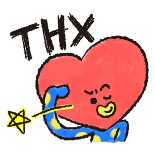 ❤️ 7a61b5f5 THX спасибо, милый, сердце, мультфильм, звезда, персонаж, благодарный telegram sticker