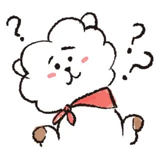 🤔 8ca0e8d2 RJ Мультфильм, BT21, RJ, Персонаж, Милый, Вопрос, Смущенный telegram sticker