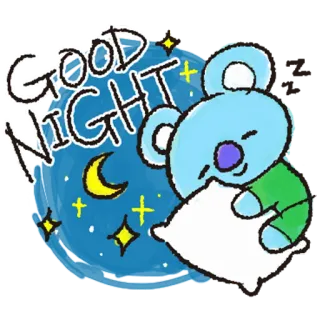 💤 aafe5cb2 GOOD NIGHT спокойной ночи, сон, мультфильм, звезды, луна, персонаж, милый telegram sticker