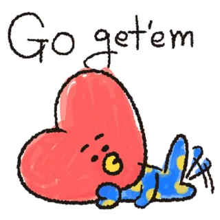 😙 bc873371 Go get'em поддержка, мотивация, милый, позитивный, мультяшный персонаж telegram sticker