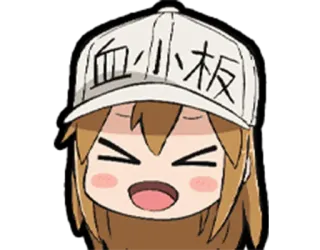 😆 658644c7 Platelet Cells at Work! 血小板 Anime, Cells at Work, Blutplättchen, süß, Cartoon, Chibi whatsapp sticker