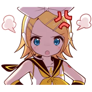 😤 777444da Rin Kagamine anime, vocaloid, rin, kagamine, angry, chibi telegram sticker