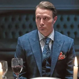 😐 5ef902f4 Hannibal Lecter Hannibal 한니발, 렉터, 식인, 매즈 미켈슨, 저녁 whatsapp sticker