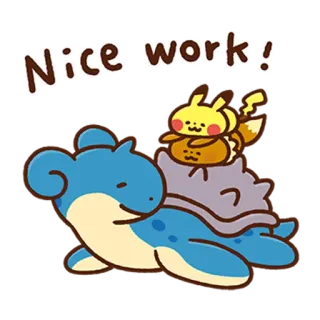 👌 57f06a1e Nice work! pokemon, cartoon, anime, lapras, cute, friendly, positive, chibi telegram sticker