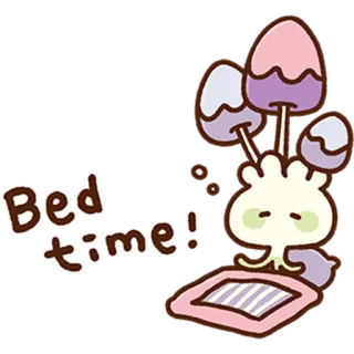 😪 7fccd0bb Bed time! bedtime, sleep, cute, kawaii, mushroom telegram sticker