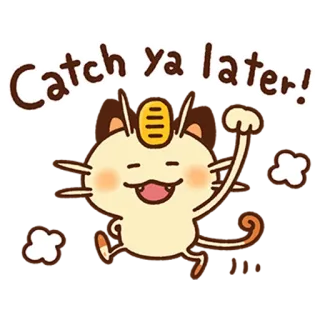 👋 c13b766d Meowth Pokémon Catch ya later! pokemon, meowth, catch ya later, cartoon, cat, animated telegram sticker