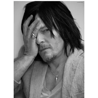 🤦‍♂️ 2ca4efdb Norman Reedus actor, celebridad, retrato, blanco y negro whatsapp sticker