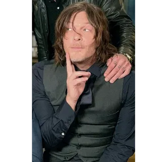 😚 3188044b Norman Reedus actor, famoso, hombre, retrato, pensando whatsapp sticker