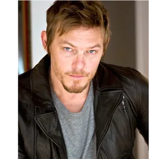 😒 b22eb03b Norman Reedus actor, celebridad, retrato, hombre, chaqueta de cuero whatsapp sticker