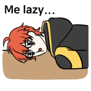 😵 939f4742 Anime, Cartone animato, Personaggio, Triste, Esausto, Sdraiato whatsapp sticker
