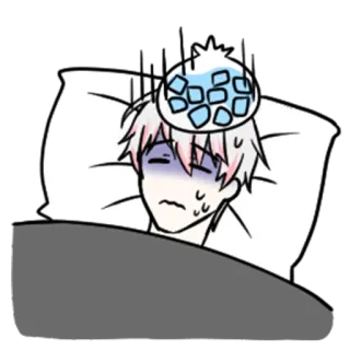 🤒 d52a879f malato, nausea, mal di testa, anime, cartone animato, personaggio whatsapp sticker