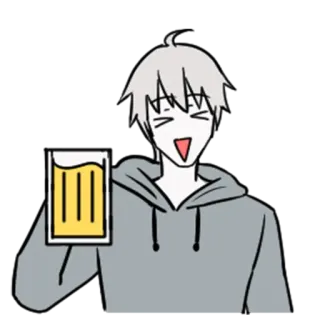 😆 e61f7081 cin cin, birra, anime, brindisi, festa, cartone animato whatsapp sticker