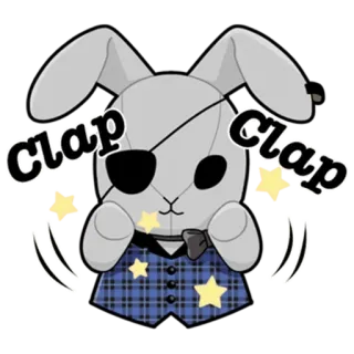 👏 4ba47cdd clap clap coniglio, coniglietto, applauso, adesivo, benda sull'occhio, carino telegram sticker