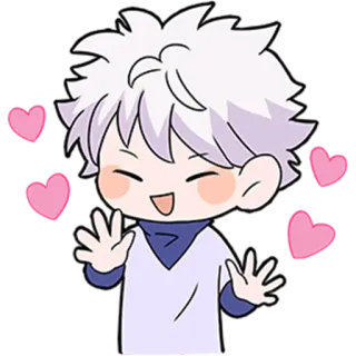 💖 0cbcdf63 Killua Zoldyck Hunter x Hunter Anime, Kreskówka, Killua, Hunter x Hunter, Słodkie, Serca telegram sticker