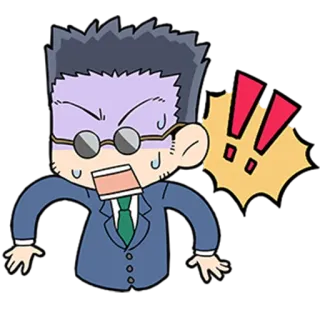 😱 8efd2381 anime, sfrustrowany, pracownik biurowy, wykrzykniki, kreskówka telegram sticker