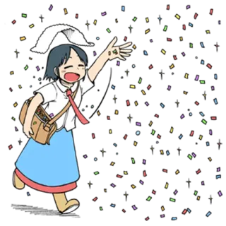 🎊 c42bc561 Anime Mädchen, Konfetti, Schuluniform, Feier, Glücklich telegram sticker