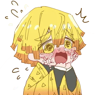 😍 0012b1b5 Zenitsu Agatsuma Demon Slayer Anime, Manga, Zenitsu, Demon Slayer, Personnage, Pleurs whatsapp sticker