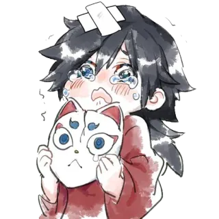 🥺 6208e454 Anime, Manga, Pleurs, Triste, Personnage, Masque whatsapp sticker
