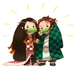 ✊ 888c84cf Nezuko Kamado and Tanjiro Kamado Demon Slayer Anime, Demon Slayer, Nezuko, Tanjiro, Manga, Dessin animé, Mignon whatsapp sticker