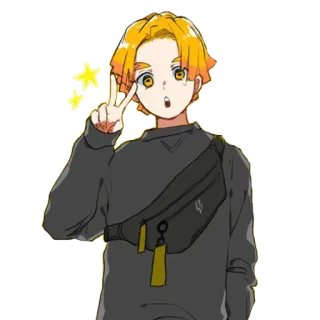 ✌ b234d2b0 Zenitsu Agatsuma Demon Slayer Zenitsu, Agatsuma, Demon Slayer, Anime, Signe de paix, Dessin animé, Fanart whatsapp sticker