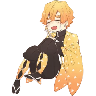 😭 ed78505c Zenitsu Agatsuma Demon Slayer Anime, Demon Slayer, Zenitsu, pleurs, émotionnel, Manga, Kawaii whatsapp sticker