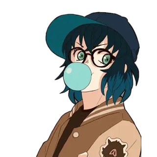 😗 1b3c8d69 动漫, 卡通, 角色, 眼镜, 泡泡糖, 休闲 telegram sticker