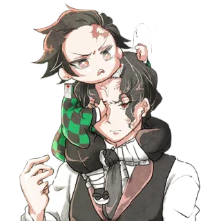 ☹️ 63ba40ae Tanjiro Kamado Demon Slayer 动漫, 鬼灭之刃, 灶门炭治郎, Q版, 漫画 telegram sticker