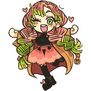 😉 6c9c3d68 Mitsuri Kanroji Demon Slayer 动漫, Q版, 鬼灭之刃, 甘露寺蜜璃 telegram sticker