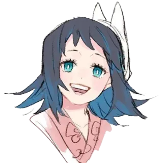 😃 75d5fbf1 动漫女孩, 微笑, 可爱, 卡通, 插图, 女性 telegram sticker