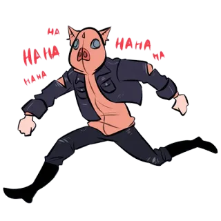🤣 8bad2204 HAHA 猪, 面具, 跑步, 笑, 搞笑 telegram sticker