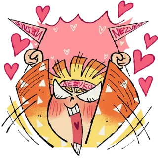 💖 96422496 Nezuko Kamado Demon Slayer NEZUKO 祢豆子, 鬼灭之刃, 动漫, 漫画, 可爱, 爱心, 粉丝作品 telegram sticker