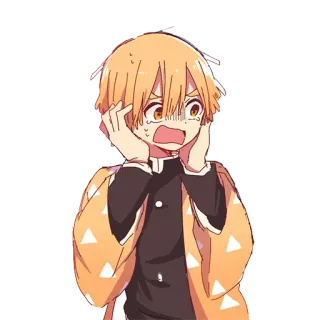 😱 9856f042 Zenitsu Agatsuma Demon Slayer 动漫, 角色, 鬼灭之刃, 善逸, 我妻, 害怕, 紧张 telegram sticker