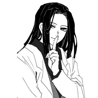 🤫 bc120933 Muzan Kibutsuji Demon Slayer 动漫, 漫画, 恶魔, 安静, 手指, 嘘 telegram sticker