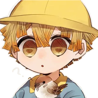 😶 de1bd748 Zenitsu Agatsuma Demon Slayer 动漫, 鬼灭之刃, 善逸, 卡通, 角色 telegram sticker