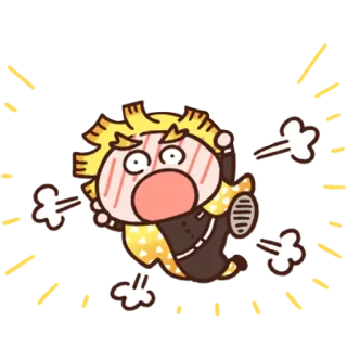 😳 3a676b47 Zenitsu Agatsuma Demon Slayer 애니메이션, 귀멸의 칼날, 젠이츠, 달리기, 무서워하는 whatsapp sticker