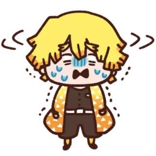 😨 4a381eaa Zenitsu Agatsuma Demon Slayer 애니메이션, 귀멸의 칼날, 젠이츠, 치비, 무서워하는, 번개 whatsapp sticker