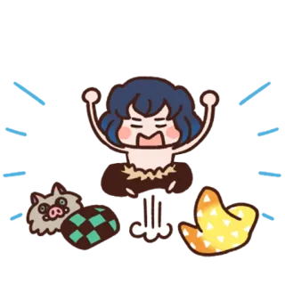 😤 61c01a91 Inosuke Hashibira Demon Slayer 애니메이션, 귀멸의 칼날, 이노스케, 하시비라, 스티커, 만화, 카툰 whatsapp sticker