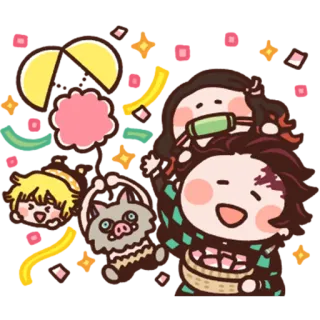 🥳 67c6248f Demon Slayer 귀멸의 칼날, 애니메이션, 스티커, 귀여운, 만화, 카툰 whatsapp sticker