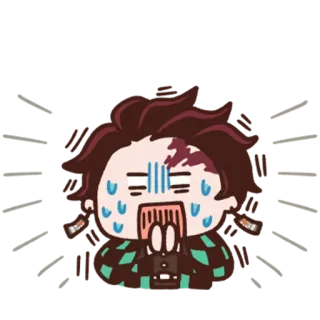 😰 8d572601 Tanjiro Kamado Demon Slayer 애니메이션, 귀멸의 칼날, 카마도 탄지로, 걱정, 땀 whatsapp sticker