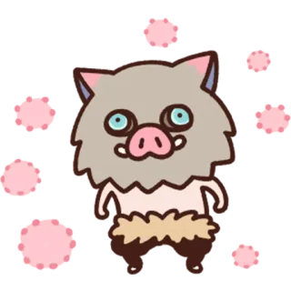 🌸 ba4888d2 Inosuke Hashibira Demon Slayer 이노스케, 귀멸의 칼날, 애니메이션, 만화, 카와이, 귀여운, 멧돼지, 하시비라 whatsapp sticker