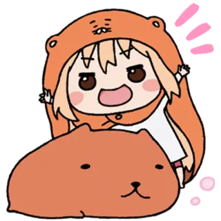 😃 87d33e82 Anime, Dziewczyna, Zwierzę, Kreskówka, Słodki, Naklejka whatsapp sticker