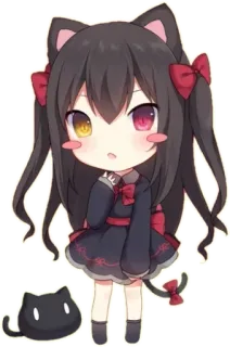 😻 a664320a 动漫, 猫娘, 卡哇伊, Q版, 漫画, 可爱, 猫 telegram sticker