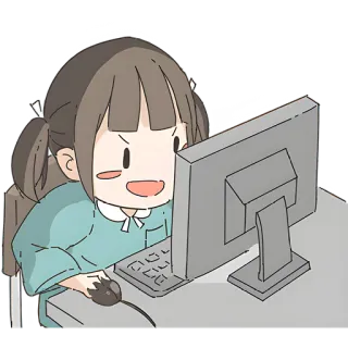 🤓 594b18f2 computer, girl, anime, working, office, kawaii telegram sticker