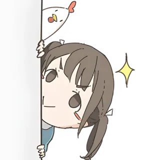👋 a54a4927 cartoon, girl, chicken, peek, cute, animated, sticker telegram sticker