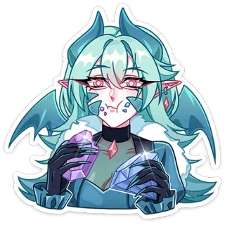 🍴 a6a812ef Anime, Cartoon, Dämon, Kristall, Flügel, Fantasy, Monster Mädchen telegram sticker