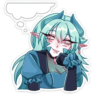 😏 eaedc87e Anime, Cartoon, Monster, Dämon, Elf, Fantasy, Weiblich telegram sticker