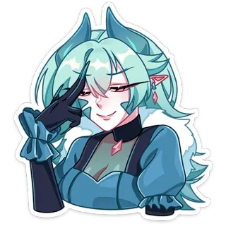 😏 54b1ddd5 gadis anime, rambut biru, elf, kartun, perempuan, karakter whatsapp sticker