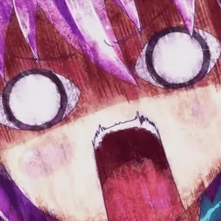 😱 15d3df79 애니메이션, 만화, 표정, 소리 지름, 충격, 보라색, 얼굴, 감정적 telegram sticker